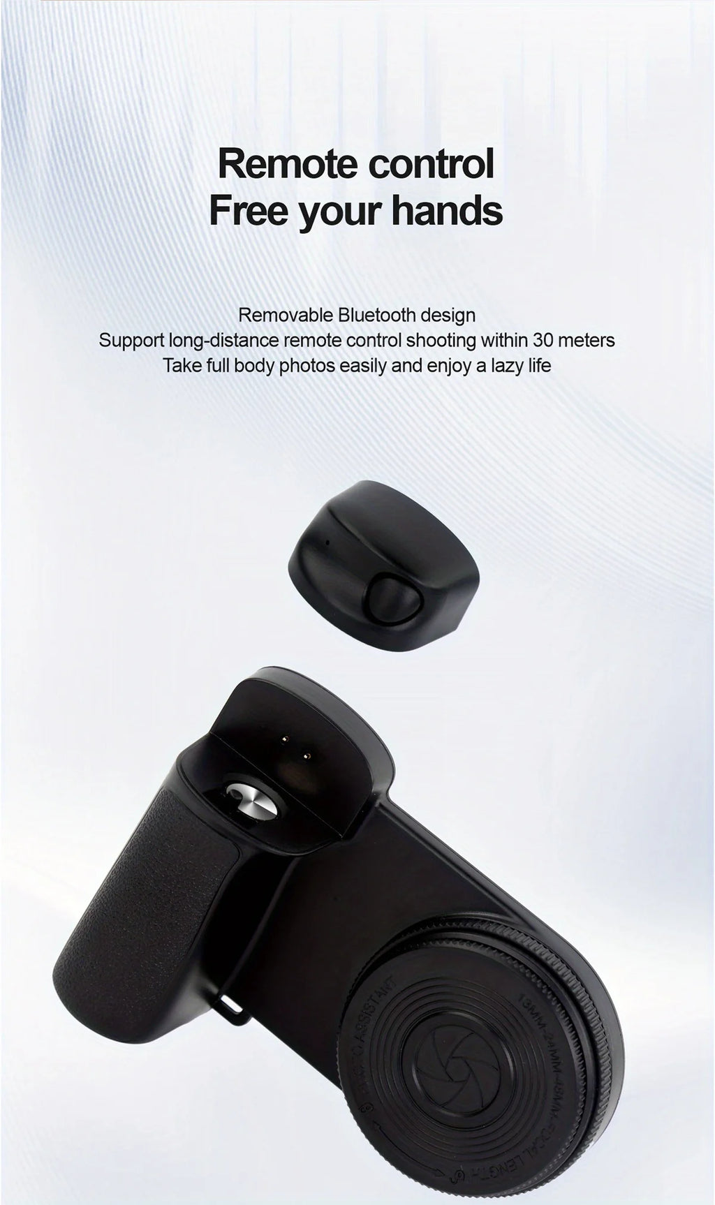 Magnetic Smartphone Handle Grip with Detachable 30M Bluetooth Remote with Fill Light Anti-shake Selfie Handle Photo Bracket