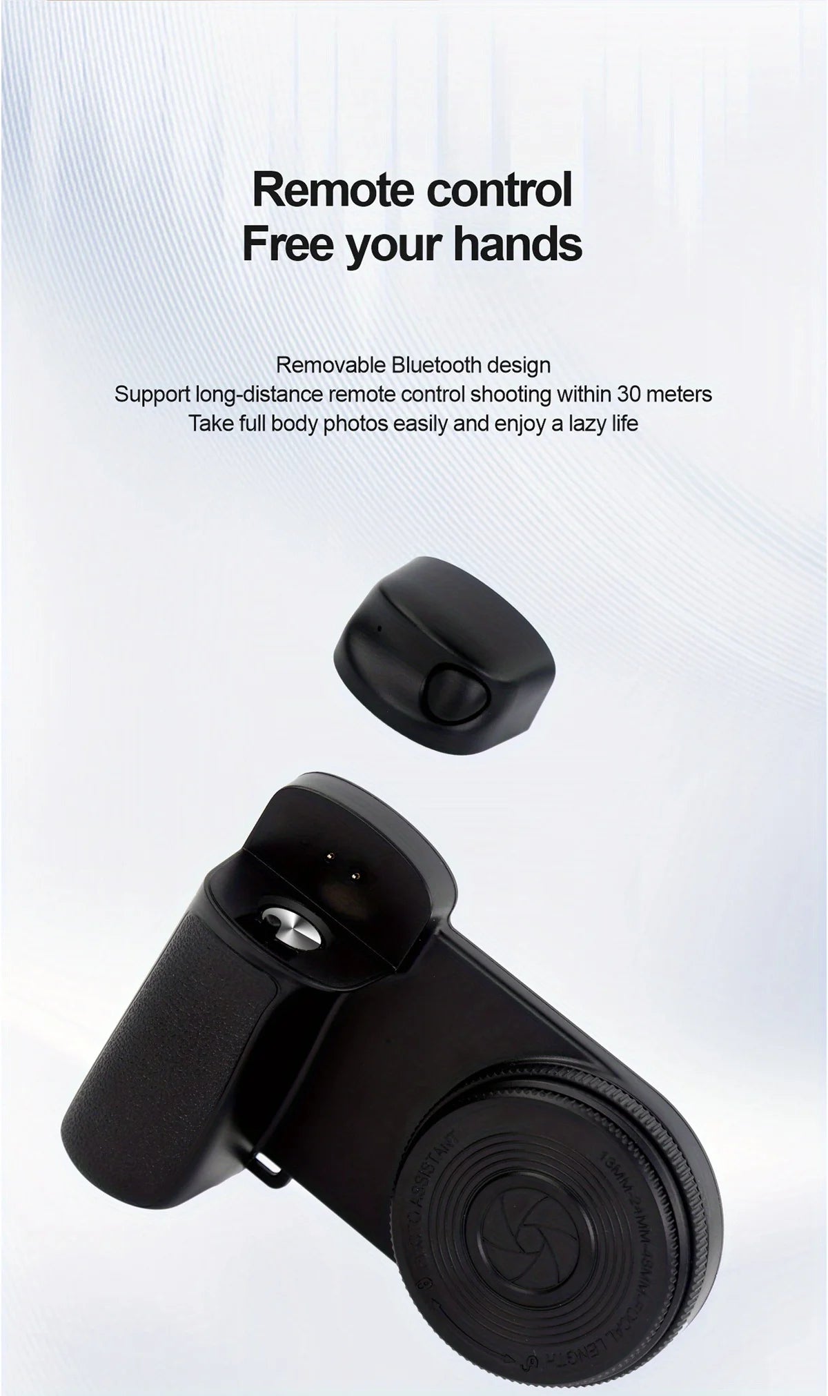 Magnetic Smartphone Handle Grip with Detachable 30M Bluetooth Remote with Fill Light Anti-shake Selfie Handle Photo Bracket