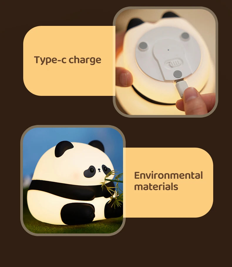 Animal Shaped Night light LED cute panda rabbit light USB charging timed bedside decoration Children's eye protection