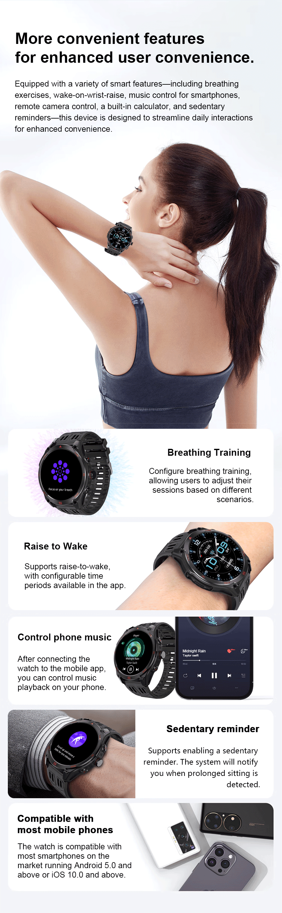2025 New GPS SmartWatch 1000Mah Battery Compass 10ATM Waterproof Tactics Sport Flashlight BT call Smart Watch For Men For xioami