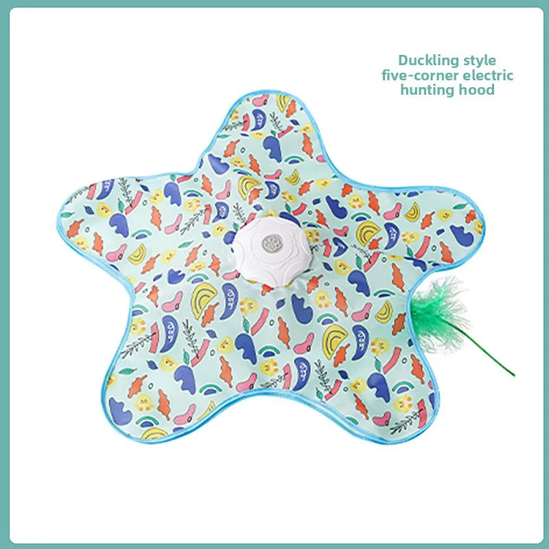 Cat Toys Interactive Hide and Seek Cat Toy with Mouse Squeaky Motion Activated Moving Concealed Feathers Kitten Teaser Toy