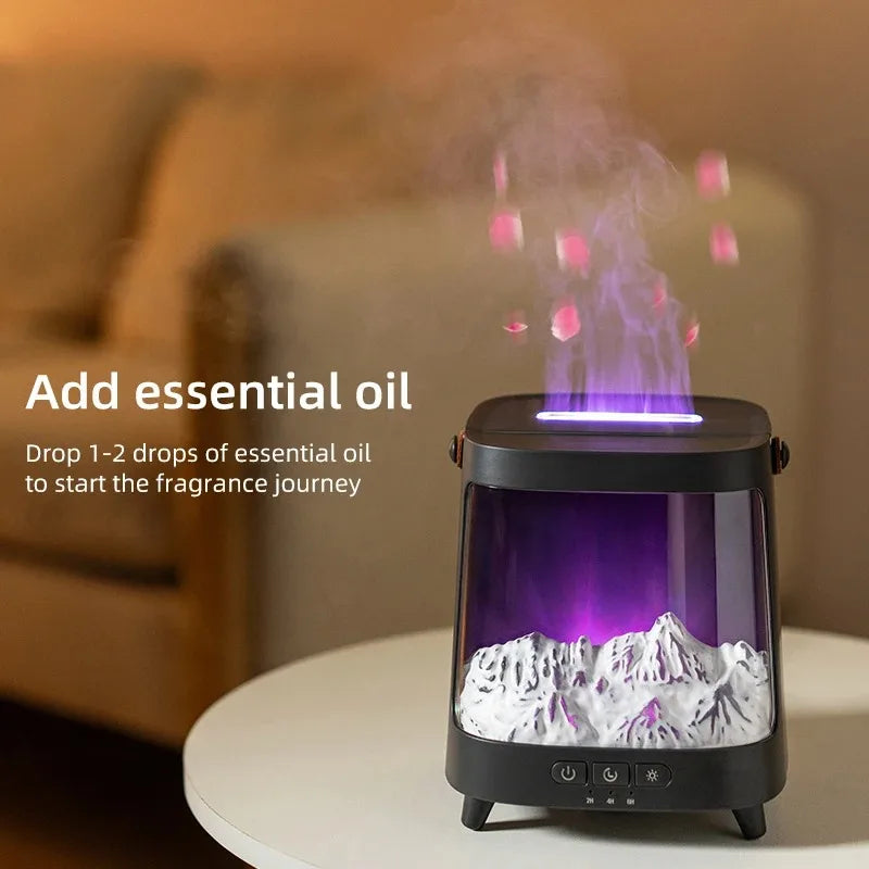 D631 Aurora Flame Humidifier Essential Oil Diffuser 200ml LED Light Remote Control Timing Spray USB-C
