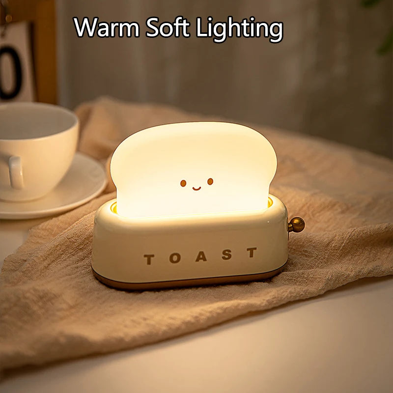 Bread Toast Table Light Toaster Nightlight Creative USB Rechargeable Led Lamp Decor Holiday Baby Bedroom For Birthday Gift