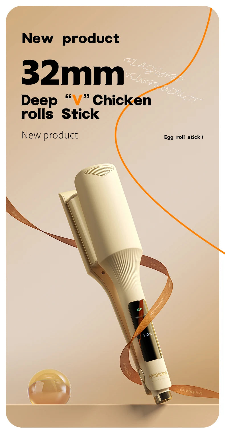 32mm Hair Wave Curling Iron Professional French Egg Roll Hair Curler Corrugated Wavy Styler Fast Heating Volumizing Styling Tool