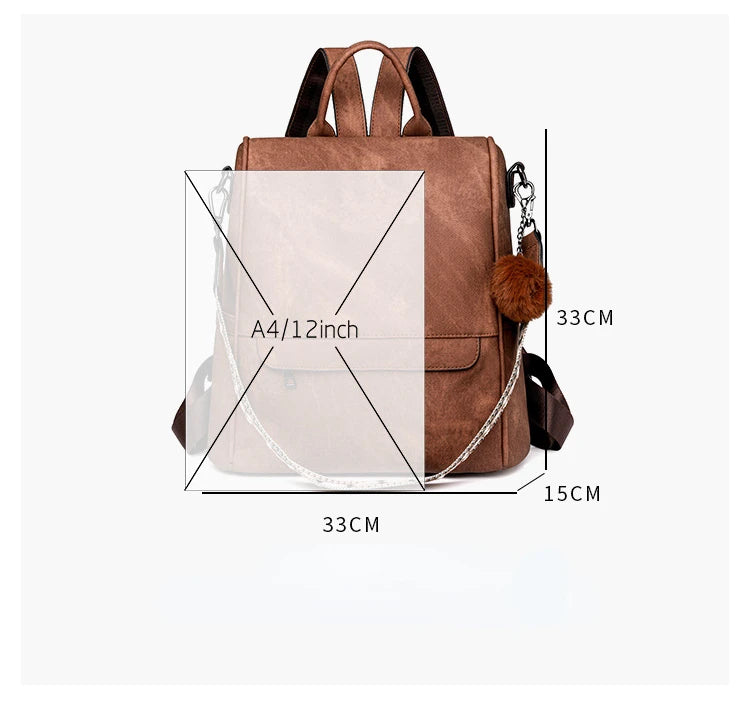 Womens Purse Leather Backpack Purse for Women Fashion Backpack Ladies Designer Ladies Shoulder Bags for Travel College Work