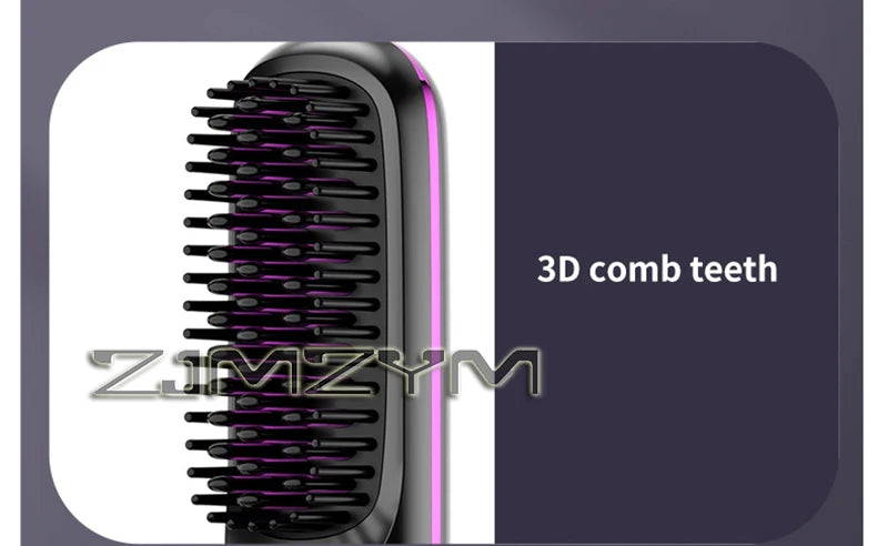 20Seconds Quick Heat Hair Straighter Liquid Crystal Cordless Straight Comb Anti-Scald Styling Brush Negative Ion Curly Hair Tool