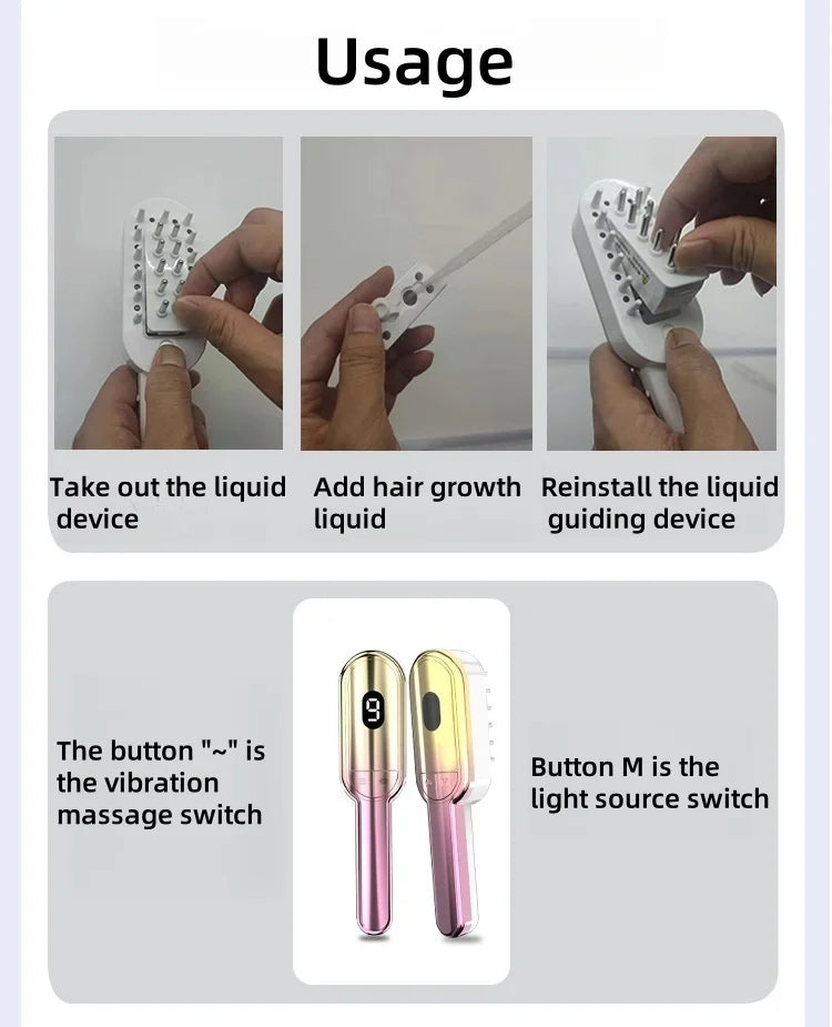 Laser hair comb Electric Vibration Massage Comb Red Light Therapy Hair Growth Massage Scalp Brush Liquid Oil Applicator