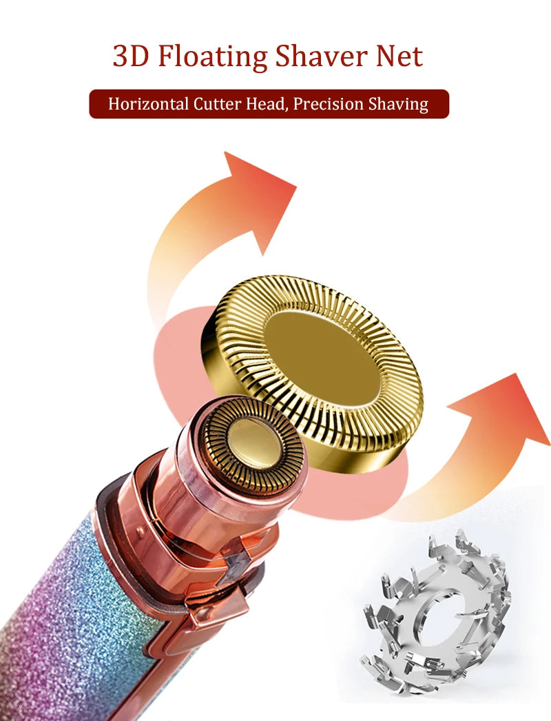 2 IN 1 Rechargeable Epilator Electric Eyebrow Trimmer Female Body Facial Lipstick Shape Hair Removal Mini Painless Razor Shaver