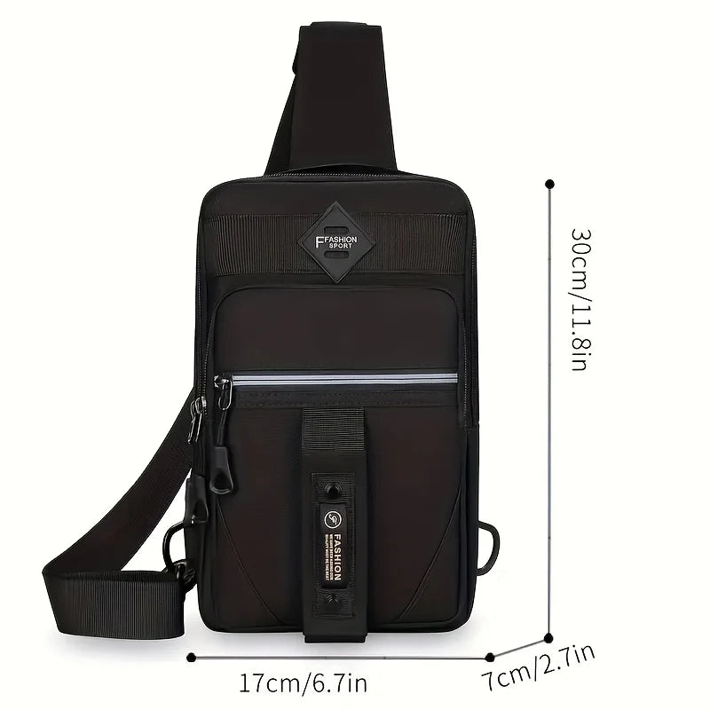 Men's Outdoor Chest Bag - Stylish Nylon Crossbody Bag, Casual Multi-Functional Sports Sling ,Multiple Compartments