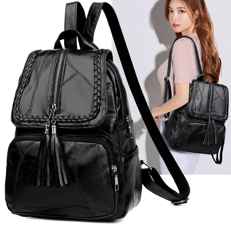 Women's Designer Backpack Casual Shoulder Bags for Women High Quality Leather Backpacks Female School Bags for Teenage Girls Sac