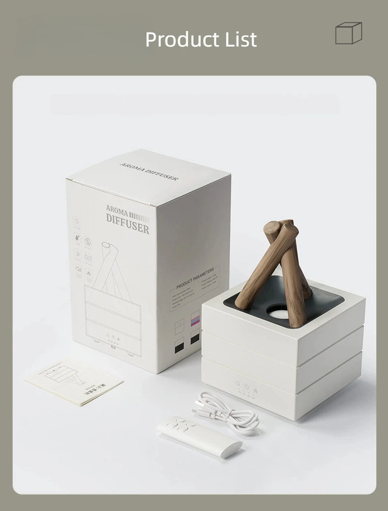 280ml Flame Aroma Diffuser USB Air Humidifier Colorful Atmosphere Light and Remote Control Bonfire Essential Oil Aroma Diffuser