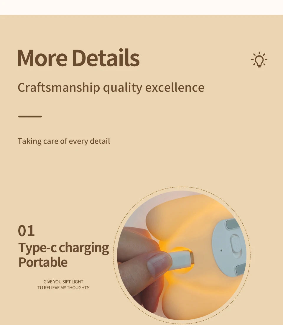 Mushroom Night Light LED Rechargeable USB Table Lamp Desk Room Decoration Baby Nursery Kids Birthday Gift Animal Pumpkin Lantern