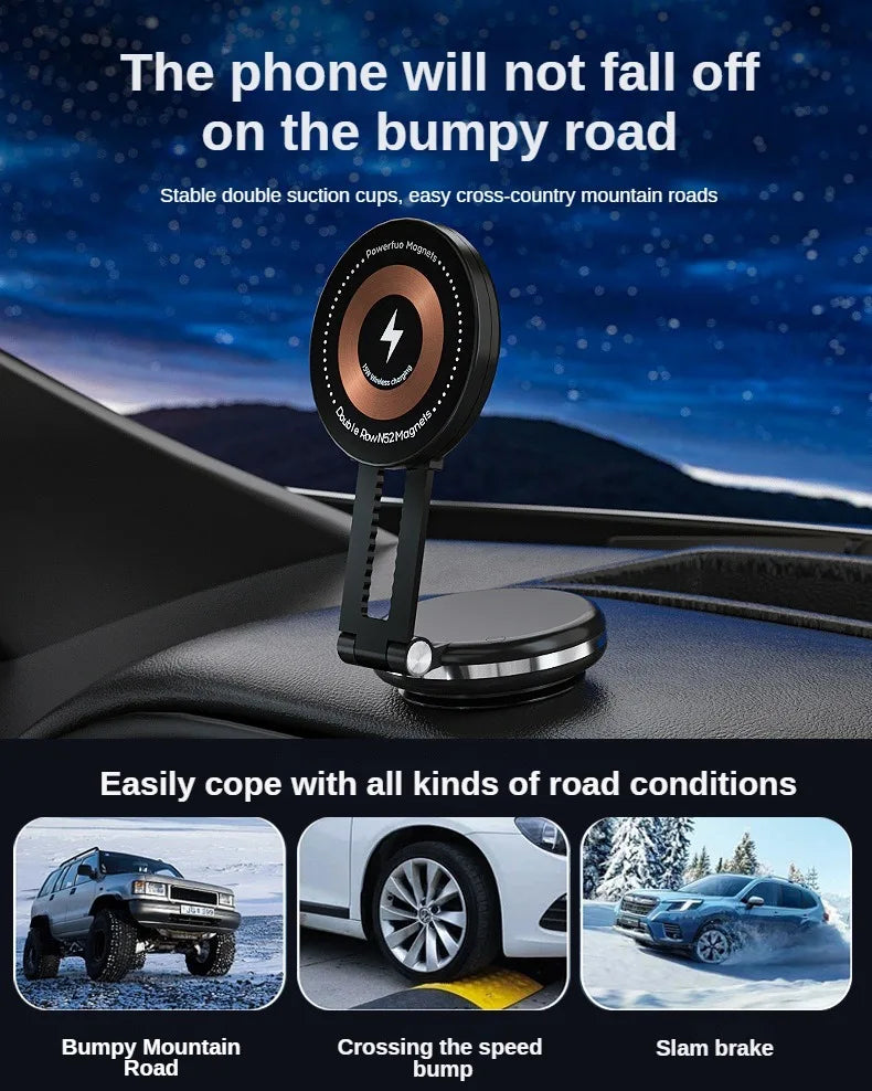 Magnetic Car Mount Strong Magnet 15W Wireless Charging Phone Holder Fast Car Charger for iPhone 12 13 14 15 Smartphone Stand
