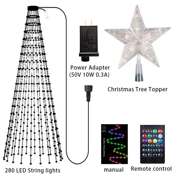 1.8/2.1m Smart APP Christmas Tree Star Lights RGB LED Fairy String Light DIY Picture Xmas Decoration Lighting for Home Holiday