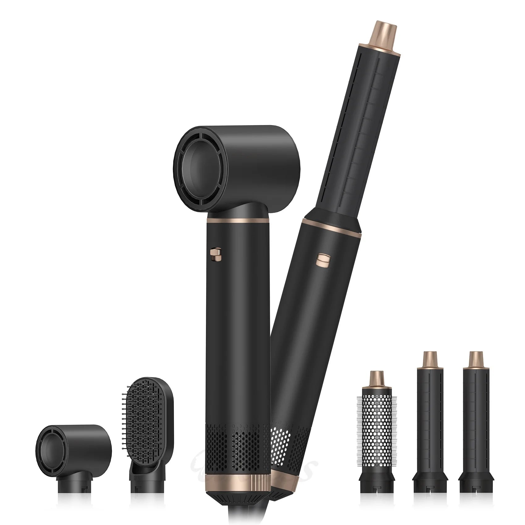 5-in-1 Air Blower Brush Hair Styler Ionic Hot Air Brush Curler & Straightener 1000W Detachable Heads Diffuser Salons Hair Tools