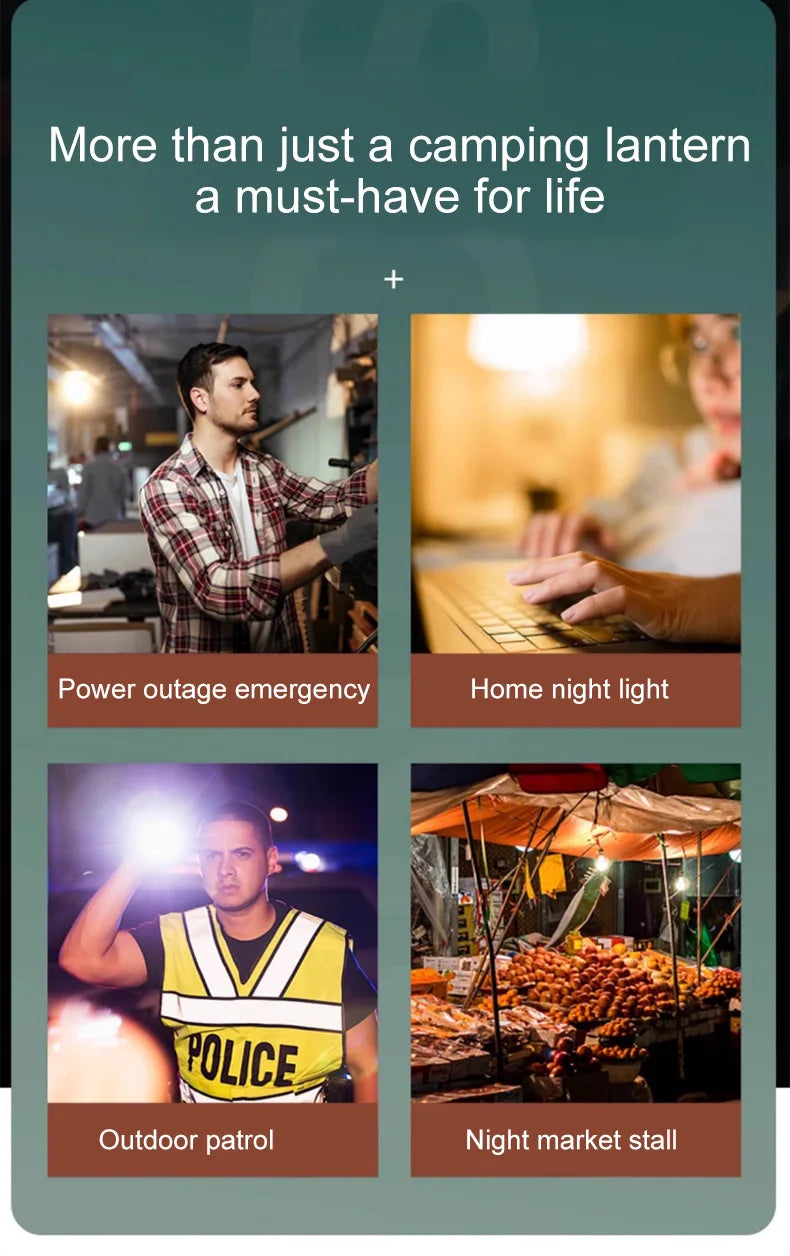 Solar LED outdoor camping lamp portable lamp configuration hook supports TYPE-C charging.