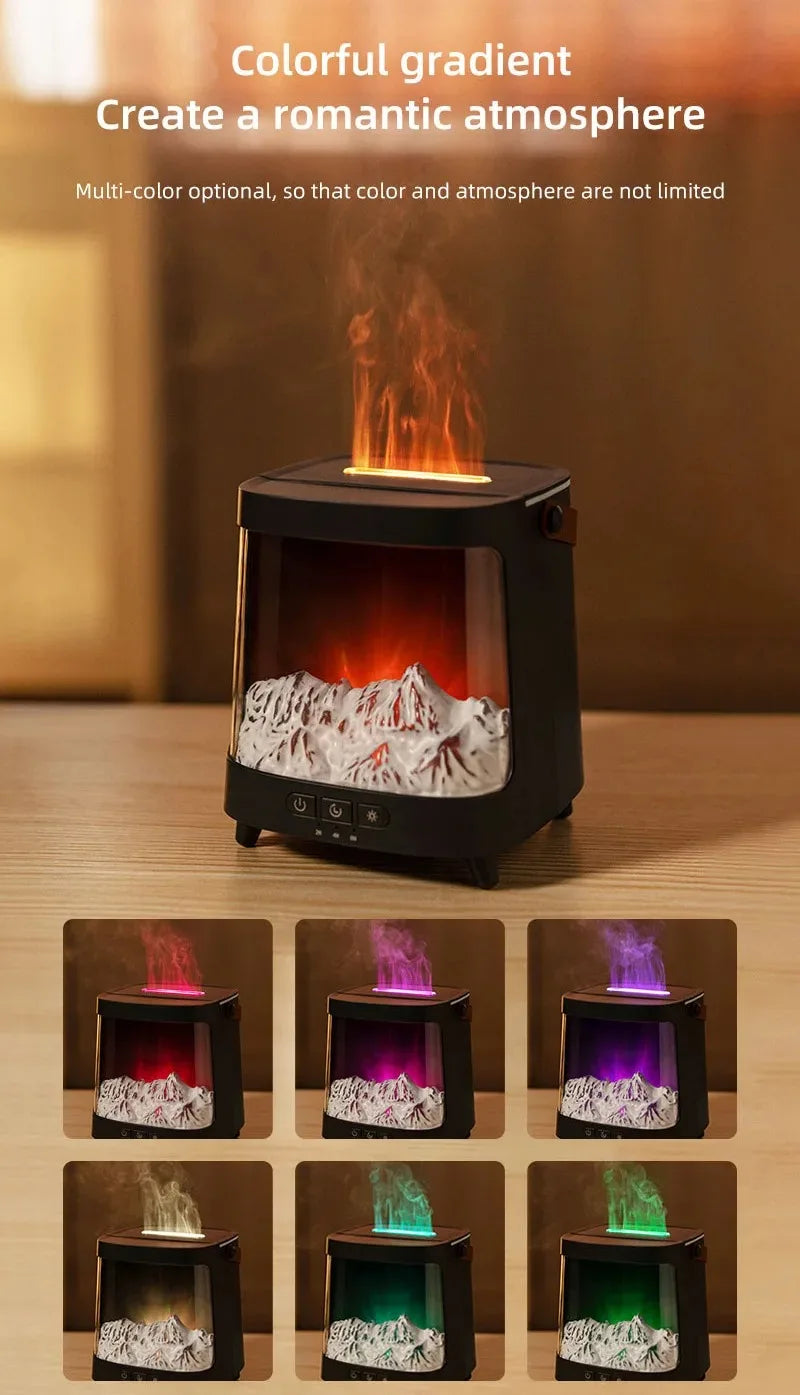 D631 Aurora Flame Humidifier Essential Oil Diffuser 200ml LED Light Remote Control Timing Spray USB-C