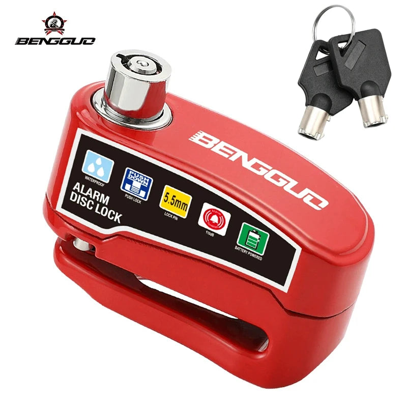 Scooter Motorcycle Burglar Alarm Lock Waterproof Bicycle Alarm 110db Warning Security Lock Moto Disc Brake Padlock Accessories