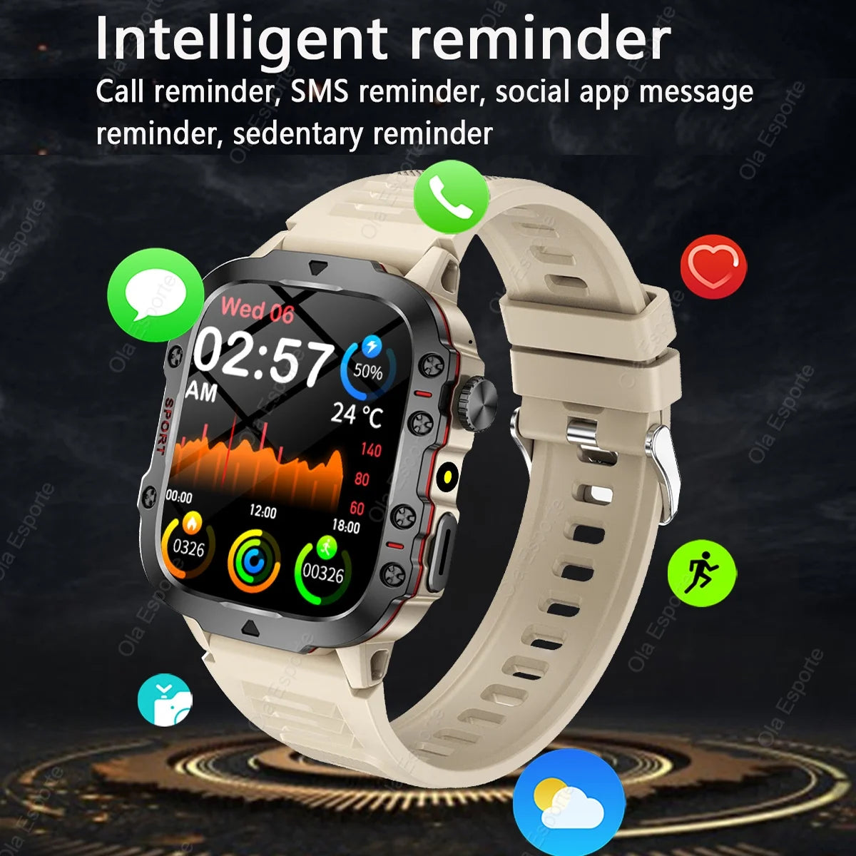 New Military GPS Smartwatch LED Flashlight Fitness IP68 Waterproof Outdoor Sports Tracker Bluetooth Calls Smart Watch Men Women