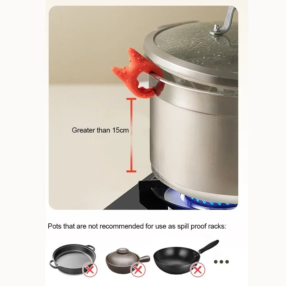 Multifunctional Spatula Holder Anti Scalding and Overflow Silicone Spoon Holder Clip Creative Integrated Devil Cooking Pot Clip