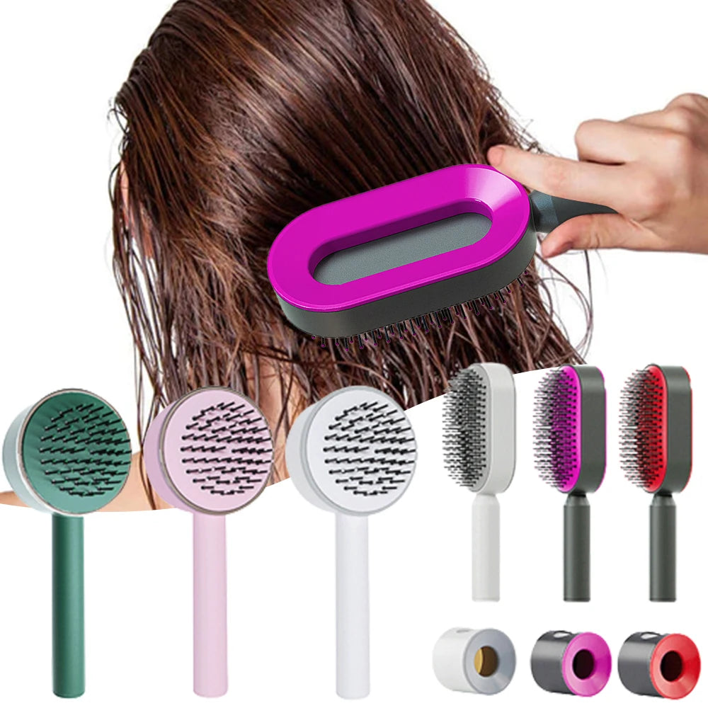 Central Airbag Hair Comb Self Cleaning Detangling Hair Brush For  Women Smooth Anti-Static Scalp Massage Hairbrush Dropshipping