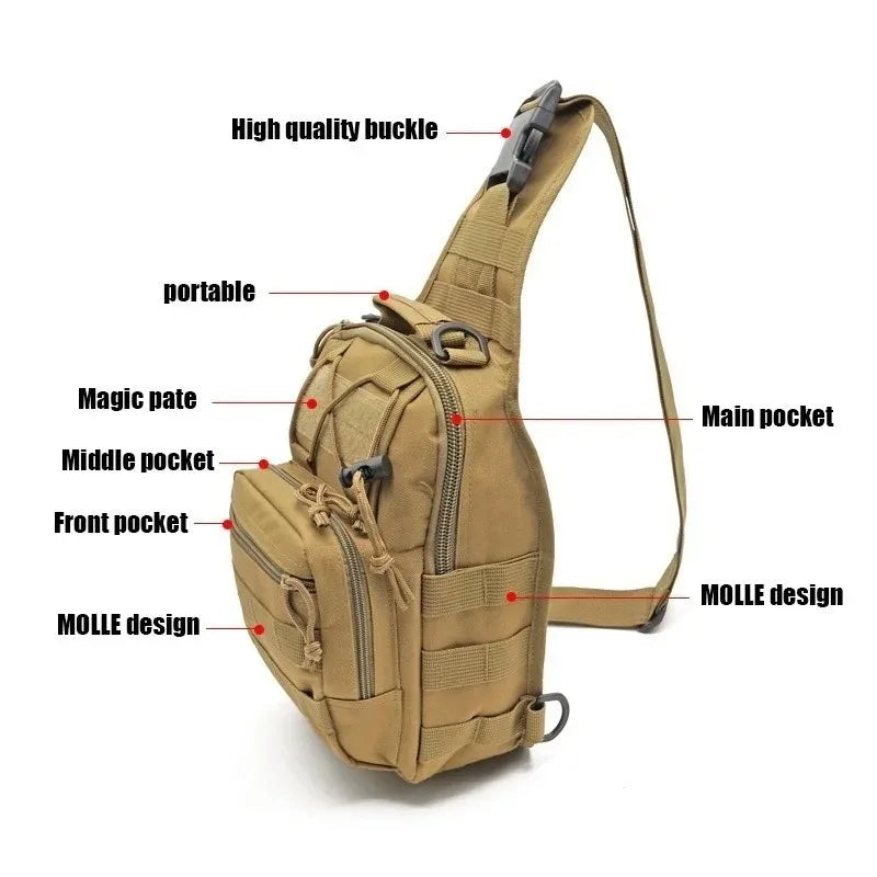 Men's outdoor Chest bag Camouflage Shoulder Bag Sling Backpack 900D Oxford Mountaineering Camping Fishing Trekking