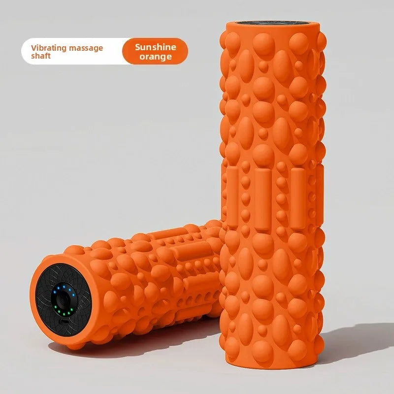 Electric Vibrating Foam Roller - Rechargeable Full Body Muscle Massager with Timer for Yoga Fitness Pain Relief Portable Massage