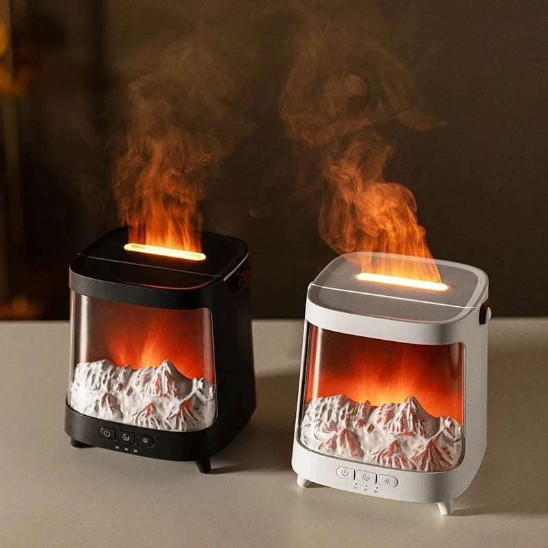D631 Aurora Flame Humidifier Essential Oil Diffuser 200ml LED Light Remote Control Timing Spray USB-C