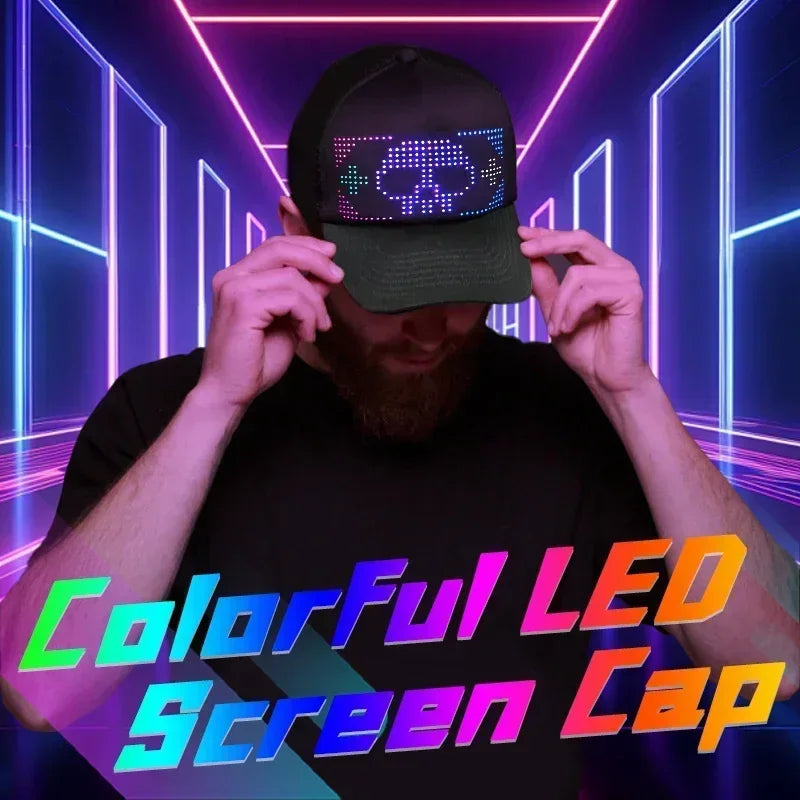 Unisex Baseball Cap 5V USB Rechargeable Bluetooth APP Programmable LED Scrolling DIY Display Board Hip Hop Led Cap Snapback Hat