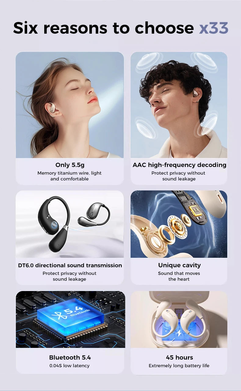 MINISO X33 Earphone Bluetooth 5.4 True Wireless Earbuds Low Latency Headphones Superb Bass HiFi Sport Headset With Mic