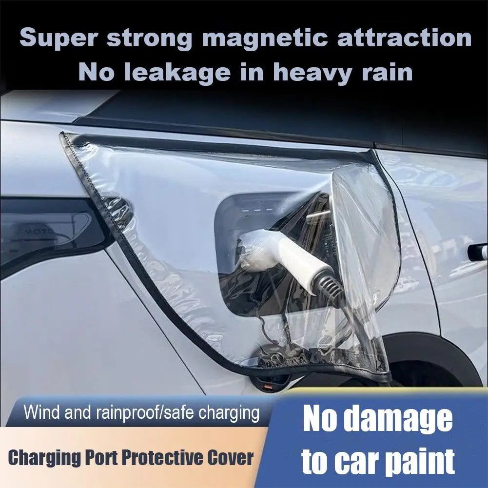 EV Charger Plug Rain Cover Magnet Transparent Charging Port Waterproof Protective Cover  Car Charging Accessories