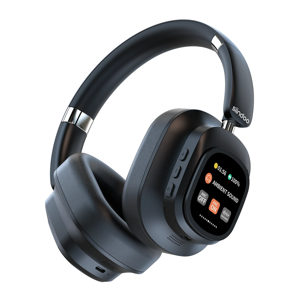 Siindoo JH-ANC930Plus Active Noise Cancelling Headphones, Hybrid Wireless Headphone With Multi Magnetic Touch Control LED Screen