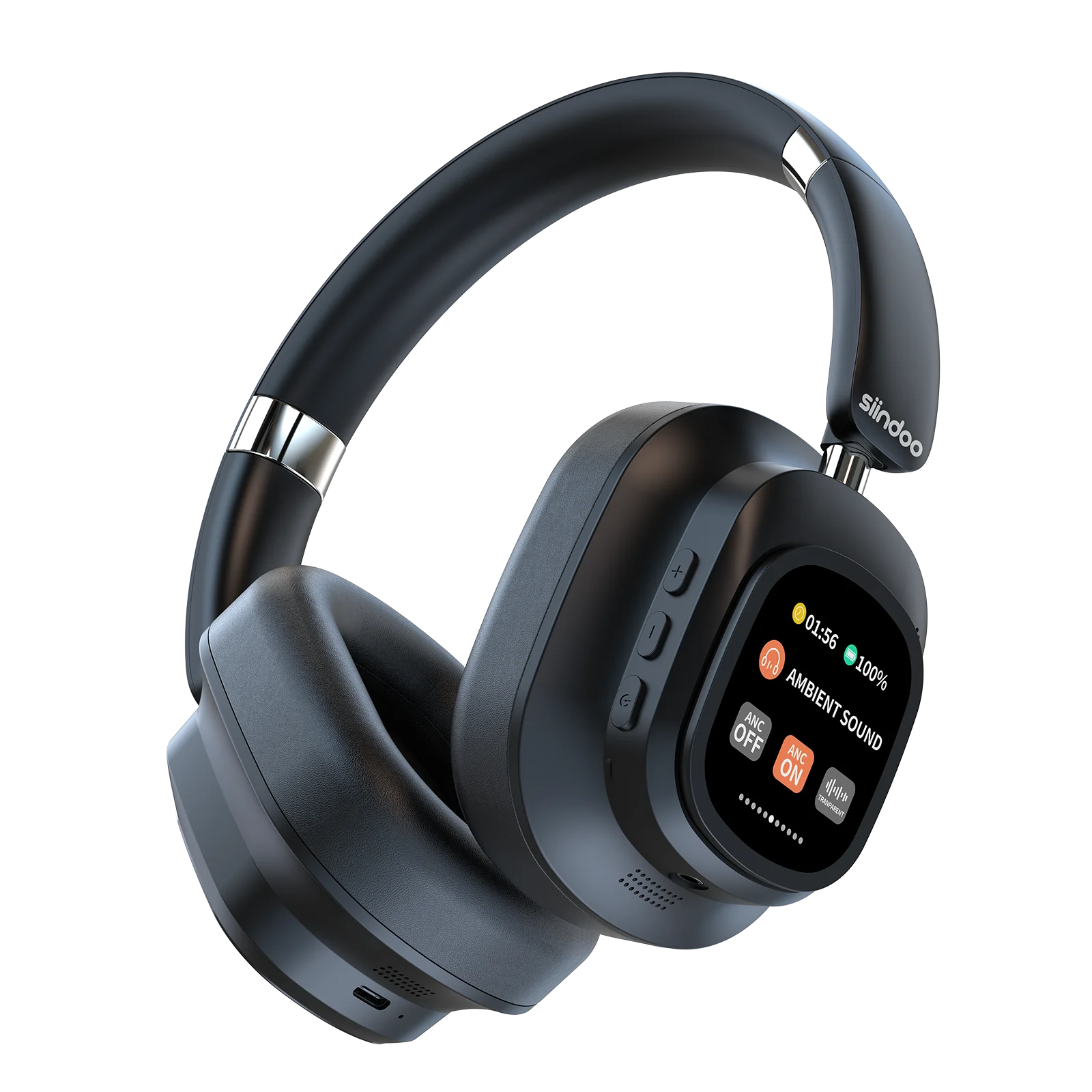 Siindoo JH-ANC930Plus Active Noise Cancelling Headphones, Hybrid Wireless Headphone With Multi Magnetic Touch Control LED Screen