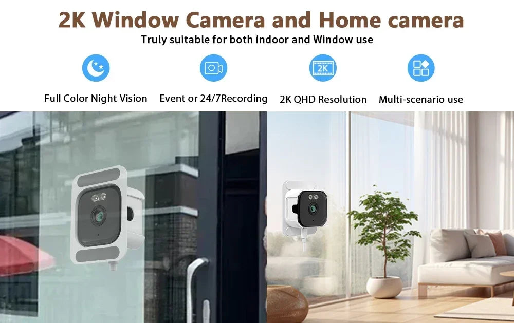 5MP Window Camera 5GHz WiFi Indoor Cameras For Home Security Color Night Vision Motion Detection 24/7 Recording Quick Install