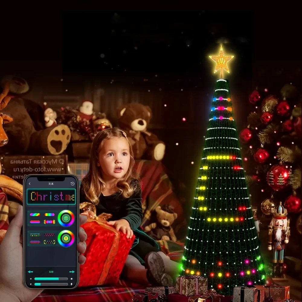 RGBIC 6.9FT 400LEDs Christmas Lights Holiday String Lights with Star Shape, Smart LED Xmas Tree for Indoor Outdoor Decor