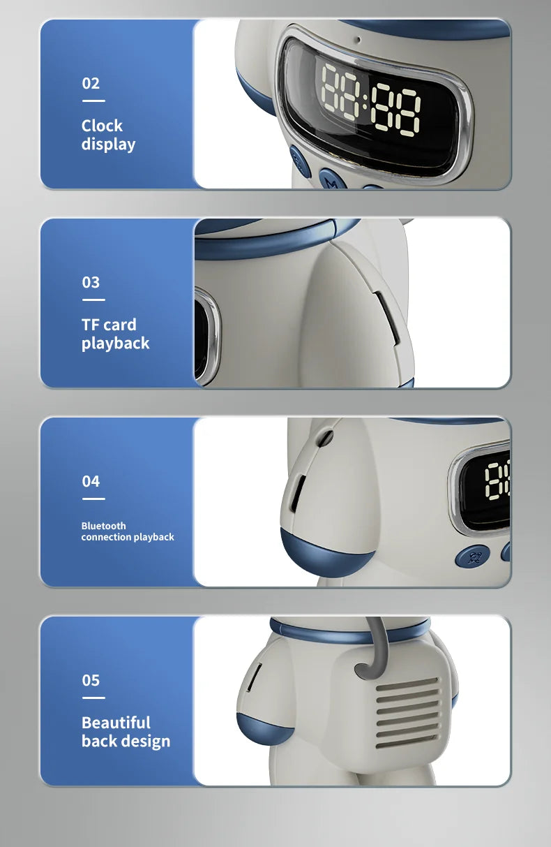 New portable wireless audio speaker, Smart Astronaut Bluetooth speaker with nightlight, FM radio, subwoofer, music speaker