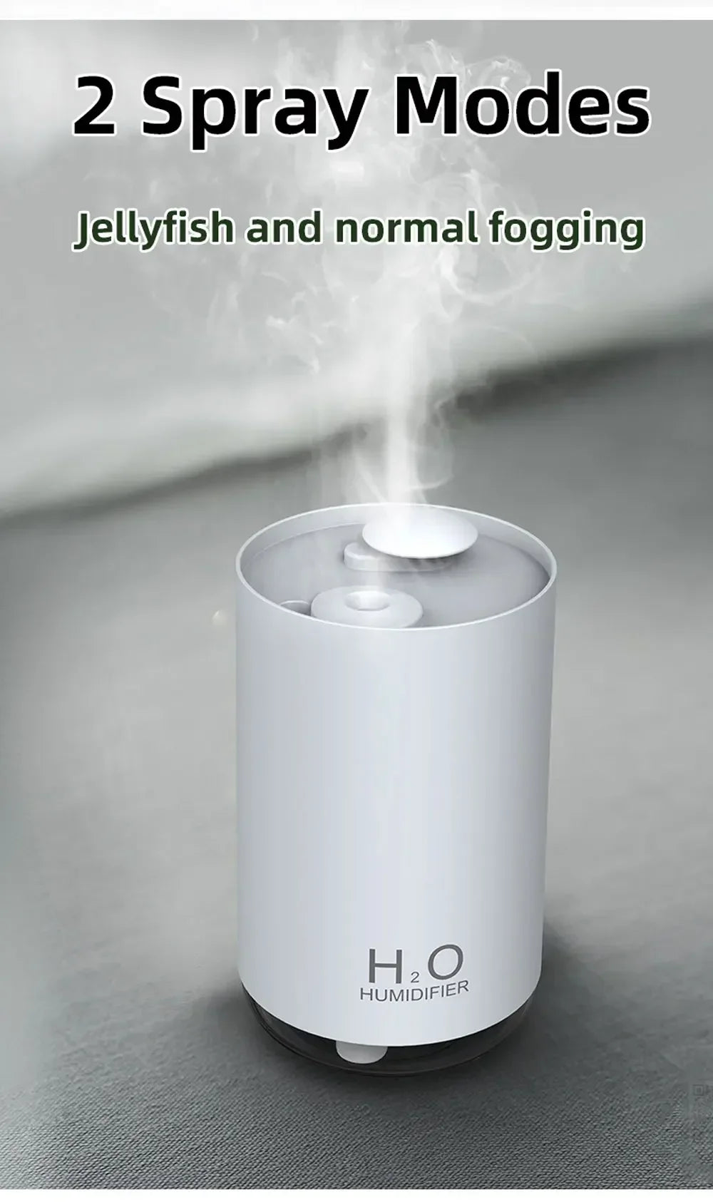 250ml New Creative Smoke Ring Air Humidification USB Mini Jellyfish Humidifier Protable Car Mist Spray Diffuser Night Light Home