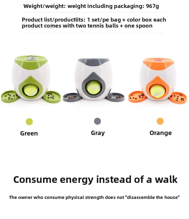 2 in 1 Dog Pet Interactive Toy Tennis Ball Launcher Automatic Throwing Training Reward Machine Fun Feeding Machine Pet Supplies