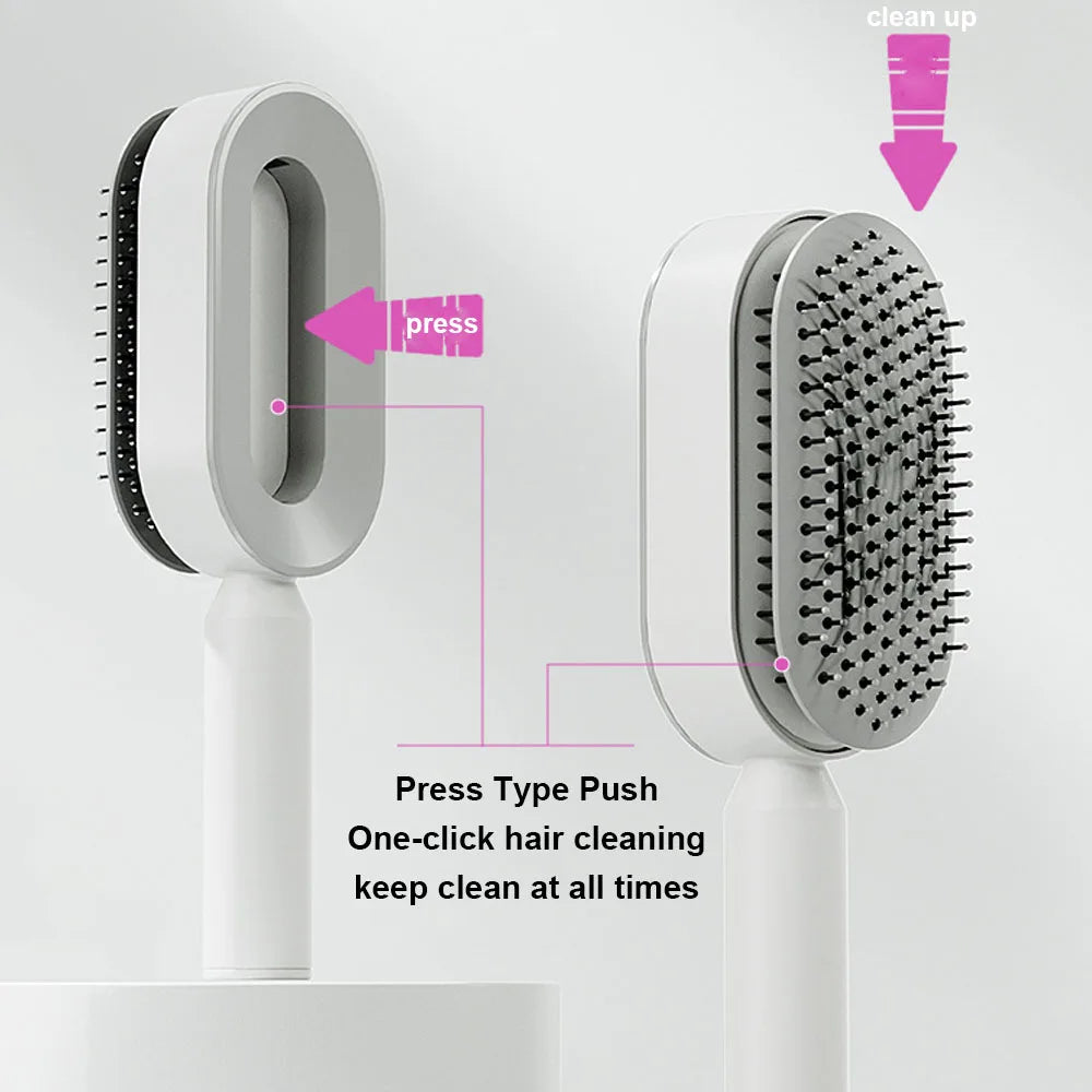 Central Airbag Hair Comb Self Cleaning Detangling Hair Brush For  Women Smooth Anti-Static Scalp Massage Hairbrush Dropshipping