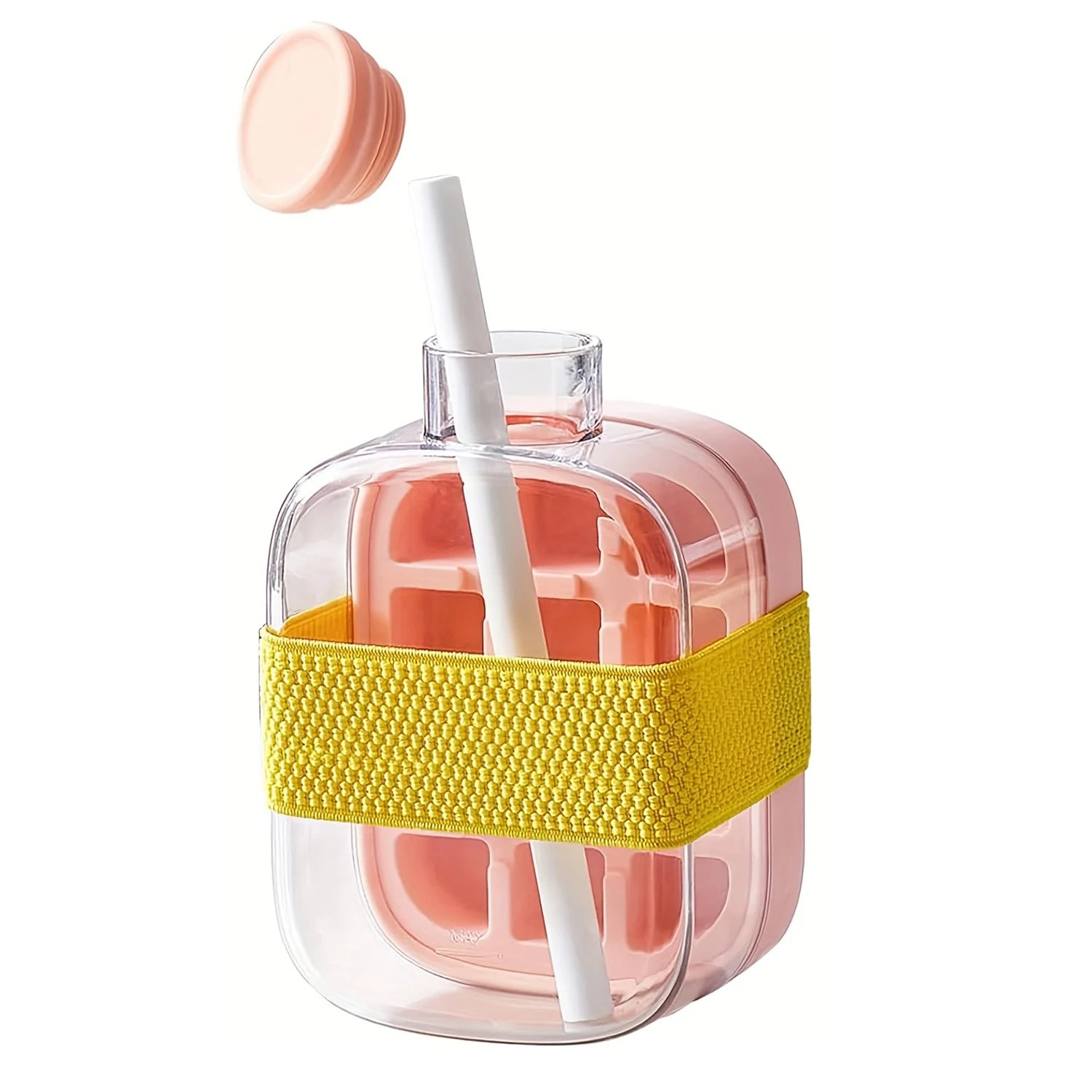 Silicone One-click Ice Mold Bottle Cooler Cup with Straw Ice Cube Tray with Lid for Freezer Creative NO TOUCH Mould for Summer