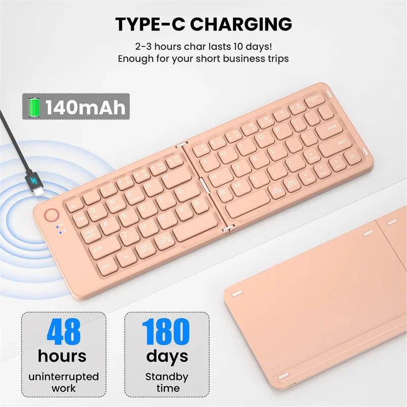 Portable Bluetooth Folding Keyboard for IOS/Android/Windows Tablet Mobile Phone Portable Keyboard Computer Accessories