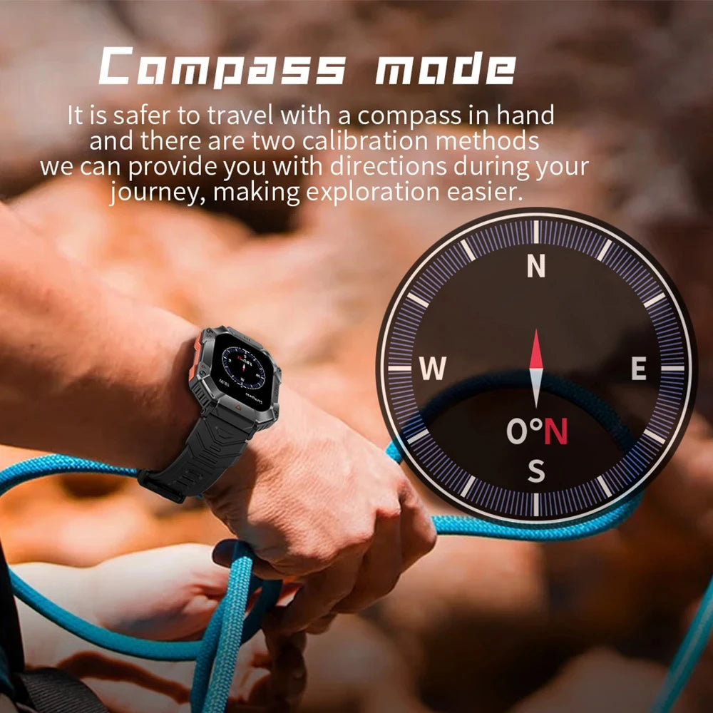 GEJIAN GPS Military Smart Watch Men For Android IOS Ftiness Watches Ip68 Waterproof 2.0'AI Voice Bluetooth Call Smart Watch