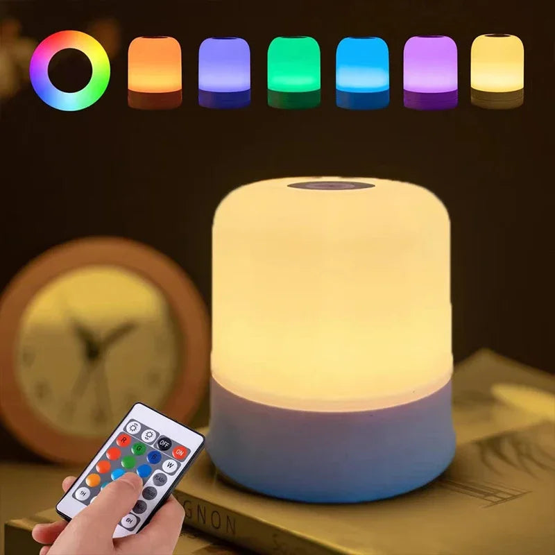 Night Light 16 Colors RGB Dimmable Small Lamp,Portable Stepless Dimming Touch Lamps for Bedroom, Color Changing LED Lights
