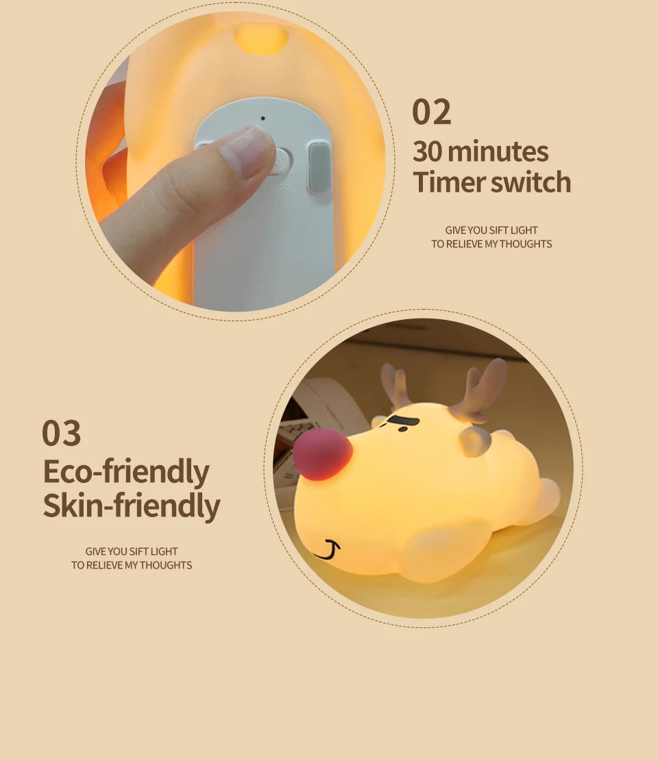 Mushroom Night Light LED Rechargeable USB Table Lamp Desk Room Decoration Baby Nursery Kids Birthday Gift Animal Pumpkin Lantern