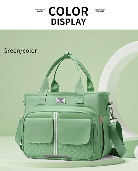 Multifunctional Insulated Picnic Bag Reusable Colorful  large capacity lunch bag with double pockets, portable lunch bag
