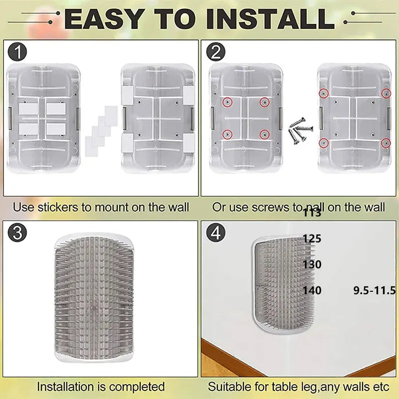 Cat Self Groomer Brush Wall Corner Soft Grooming Scratcher and Brush for Short Long Fur Cats Softer Massage Toy pet products