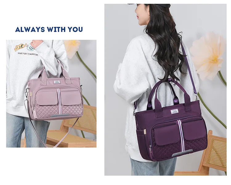 Multifunctional Insulated Picnic Bag Reusable Colorful  large capacity lunch bag with double pockets, portable lunch bag