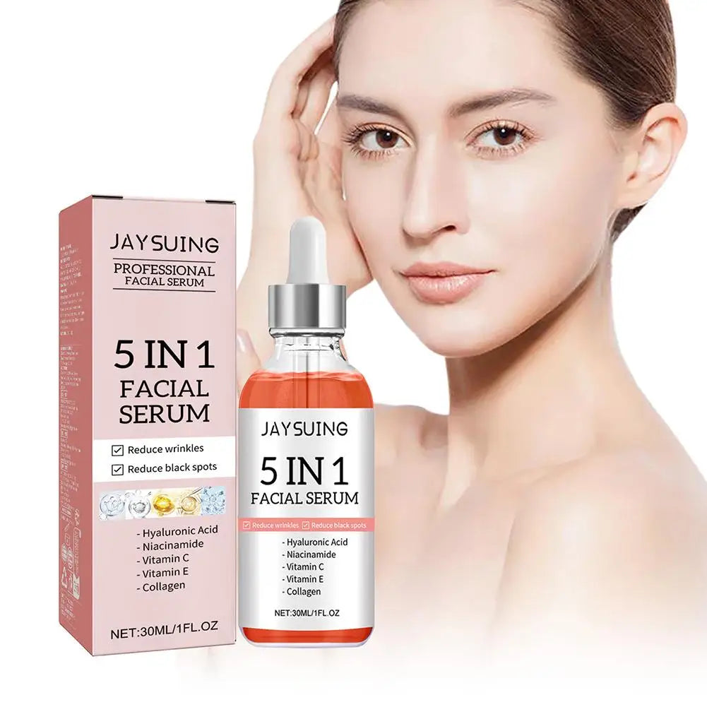 5 In 1 Fade fine lines Firming Face Serum Moisturizing brightning Vitamin C Hyaluronic Acid Facial Serum Shrink Pores Skin Care