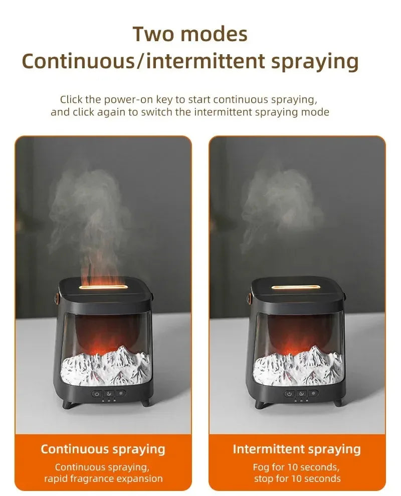D631 Aurora Flame Humidifier Essential Oil Diffuser 200ml LED Light Remote Control Timing Spray USB-C