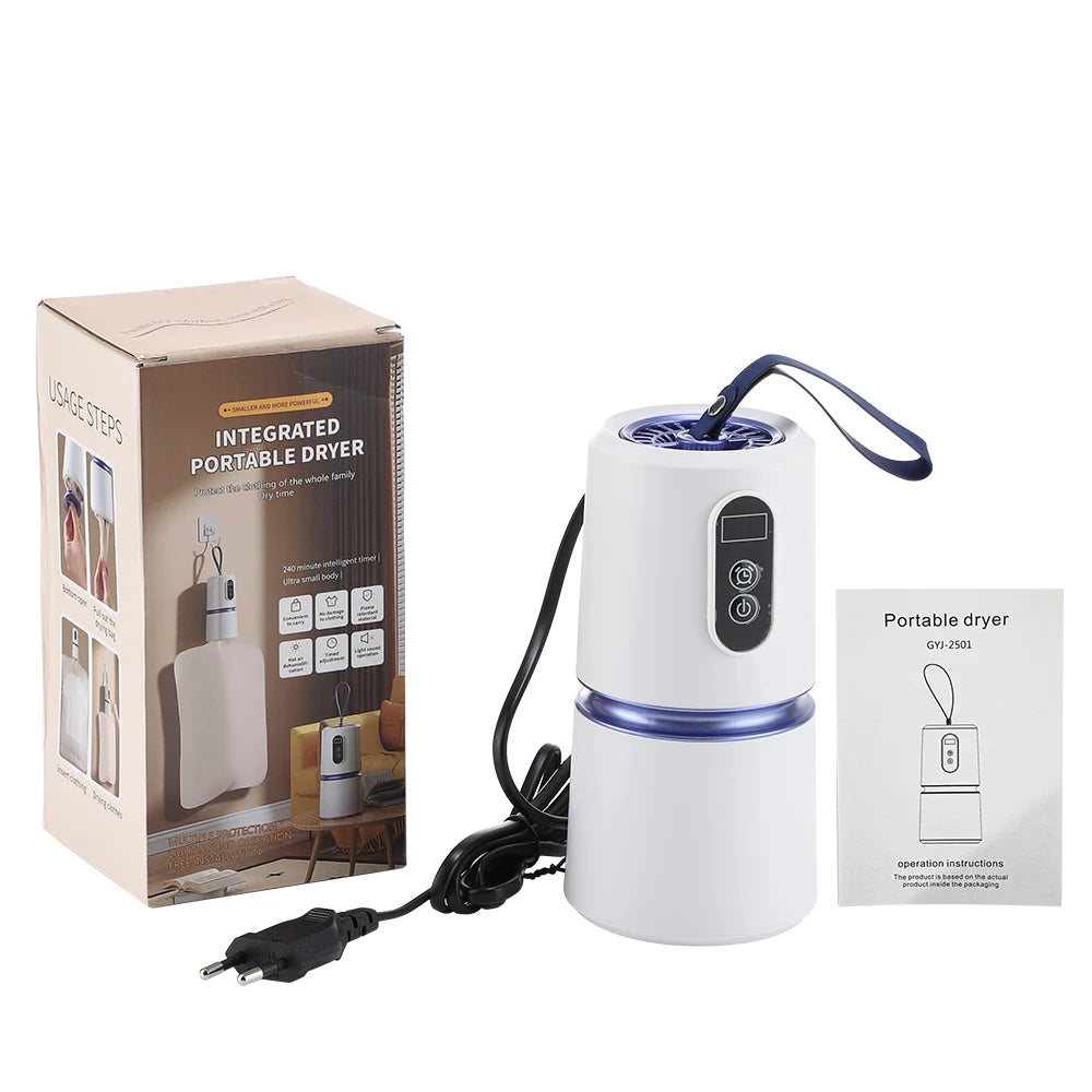 Portable Clothes Dryer Small Quiet Clothing Fast-Drying Machine Adjustable Timer Mini Laundry Dryer Foldable Drying Machine